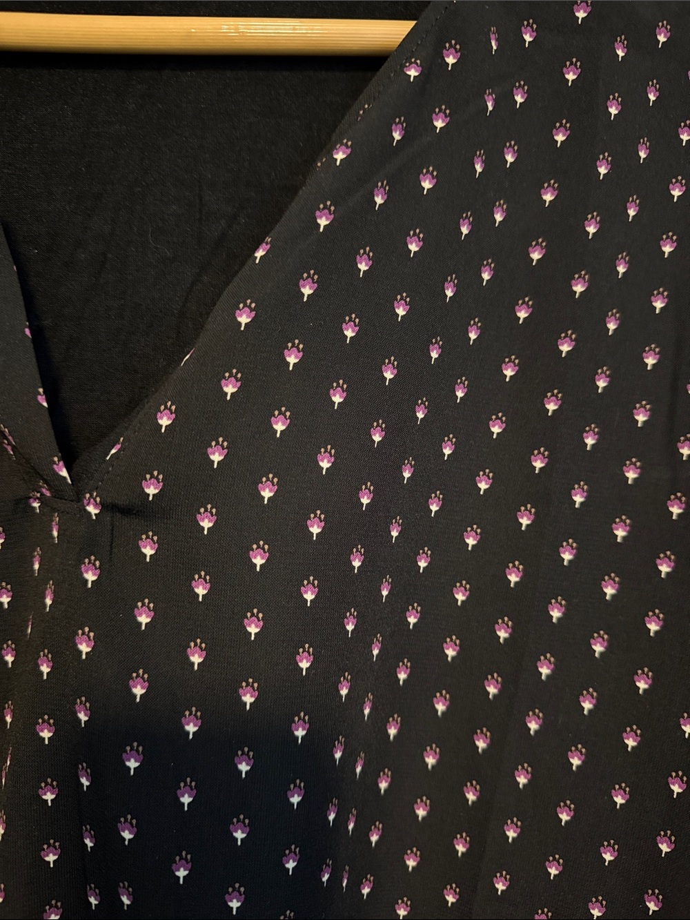 Black Blouse with purple Dot Floral Print